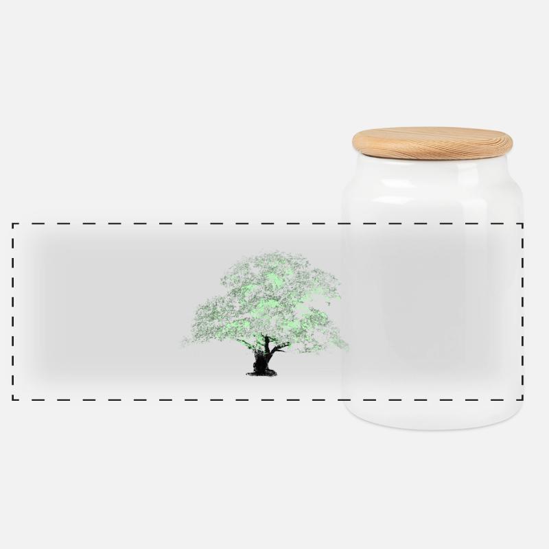 Oaktree - Panorama Keksdose mit Holzdeckel - Weiß