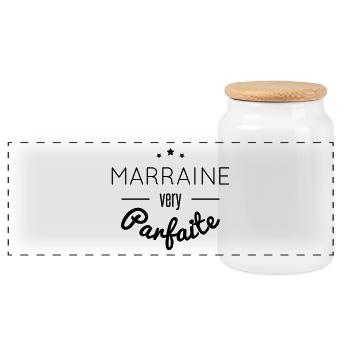 Marraine very parfaite - Boîte à biscuits avec couvercle en bois - blanc - Devant