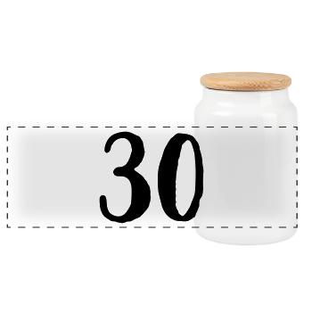 30th Birthday Years Number Number Gift - Panoramic Cookie Jar with Wooden Lid - white - Front