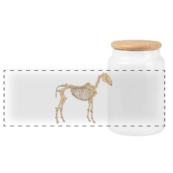Paleolithic Skeleton Horse - Panoramic Cookie Jar with Wooden Lid - white - Front