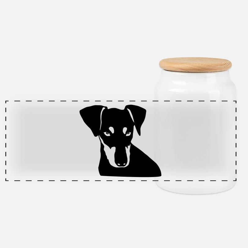 Deutscher Pinscher 003 - Panorama Keksdose mit Holzdeckel - Weiß