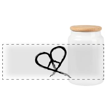 Peace Symbol Hippie Heart Peace Freedom Love - Panoramic Cookie Jar with Wooden Lid - white - Front