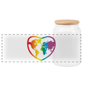 Lgbt Rainbow World, Gay Pride - Boîte à biscuits avec couvercle en bois - blanc - Devant
