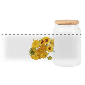 Vincent van Gogh Sonnenblumen Sunflowers Art Kunst - Panorama Keksdose mit Holzdeckel - Weiß - Vorne