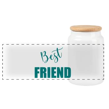 BEST FRIEND - Panorama Keksdose mit Holzdeckel - Weiß - Vorne