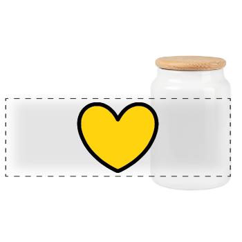 gelbes Herz gelb Valentinstag - Panorama Keksdose mit Holzdeckel - Weiß - Vorne