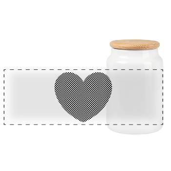 Black Heart Gift - Panoramic Cookie Jar with Wooden Lid - white - Front