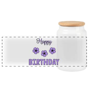 HAPPY BIRTHDAY. JOYEUX ANNIVERSAIRE. ANNIVERSAIRE. - Boîte à biscuits avec couvercle en bois - blanc - Devant