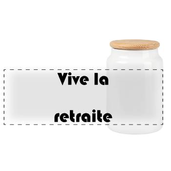 RETIREMENT. RETIREMENT. RETIRED. RETIREMENT - Panoramic Cookie Jar with Wooden Lid - white - Front