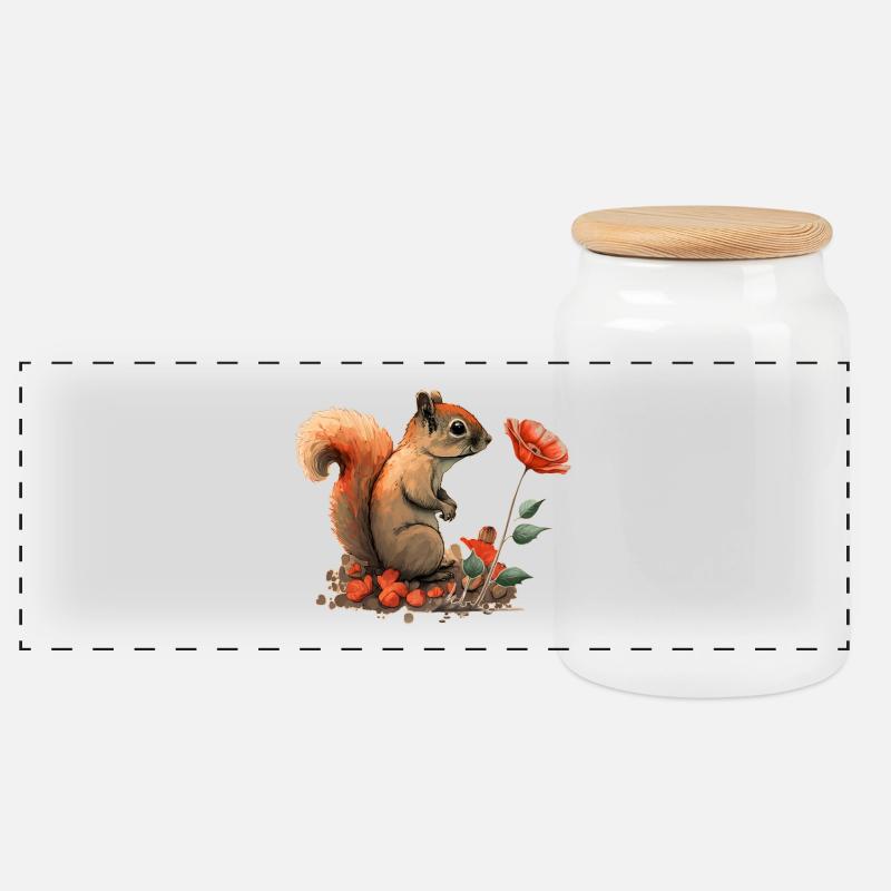 Eichhörnchen - Panorama Keksdose mit Holzdeckel - Weiß