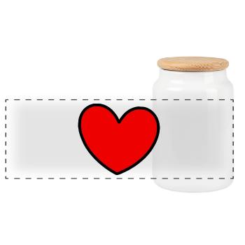 Valentines Red Heart, Valentine's Day - Panoramic Cookie Jar with Wooden Lid - white - Front