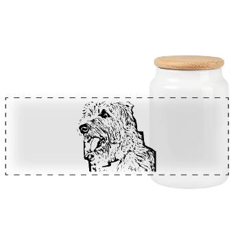 Chien - Boîte à biscuits avec couvercle en bois - blanc - Devant