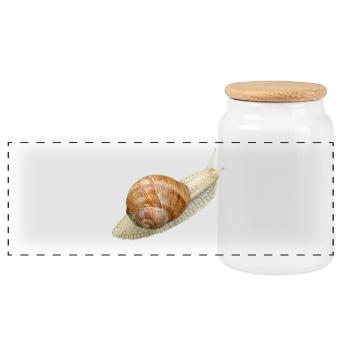 Escargot, escargot de vigne - Boîte à biscuits avec couvercle en bois - blanc - Devant