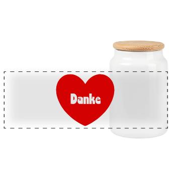 Danke Herz rot weiß - Panorama Keksdose mit Holzdeckel - Weiß - Vorne
