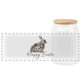 Easter happy Easter - Panoramic Cookie Jar with Wooden Lid - white - Front