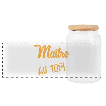 THANK YOU. MASTER. - Panoramic Cookie Jar with Wooden Lid - white - Front