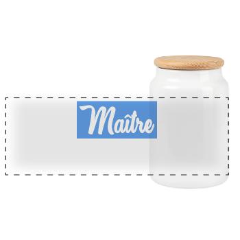 MASTER. MASTER. THANK YOU. THANK YOU MASTER - Panoramic Cookie Jar with Wooden Lid - white - Front