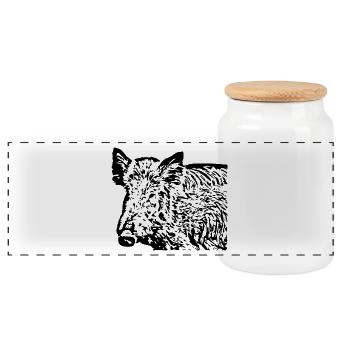 Sanglier Sanglier Porc Truie Cochon - Boîte à biscuits avec couvercle en bois - blanc - Devant