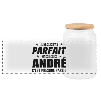 André Parfait Cadeau prenom andré - Boîte à biscuits avec couvercle en bois - blanc - Devant