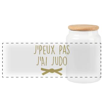 J Peux Pas J Ai Judo - Boîte à biscuits avec couvercle en bois - blanc - Devant