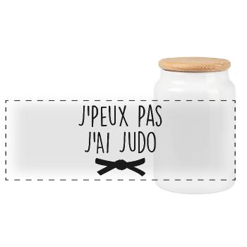 J Peux Pas J Ai Judo - Boîte à biscuits avec couvercle en bois - blanc - Devant