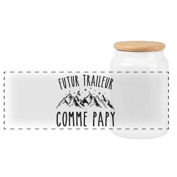 futur traileur cadeau garçon trail - Boîte à biscuits avec couvercle en bois - blanc - Devant