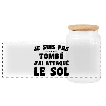 je suis pas tombé j'ai attaqué le sol - Boîte à biscuits avec couvercle en bois - blanc - Devant
