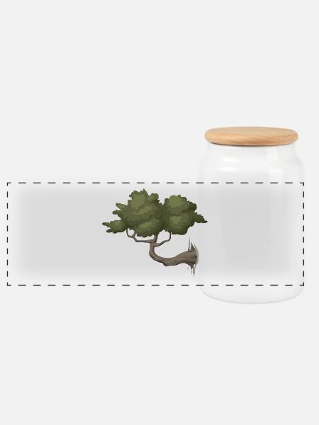 Baum - Panorama Keksdose mit Holzdeckel - Weiß