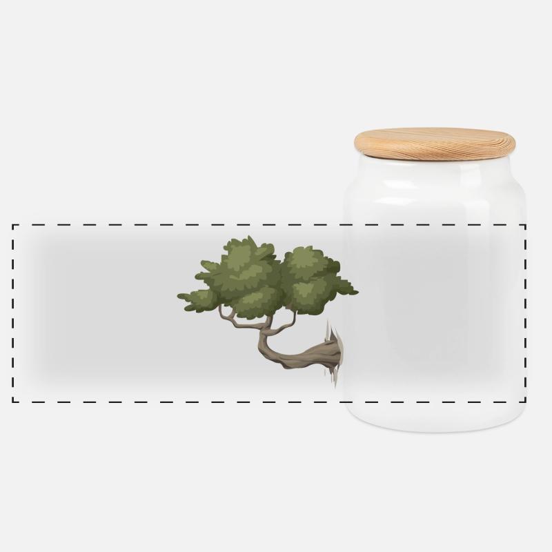 Baum - Panorama Keksdose mit Holzdeckel - Weiß