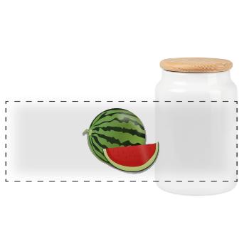 watermelon - Panoramic Cookie Jar with Wooden Lid - white - Front
