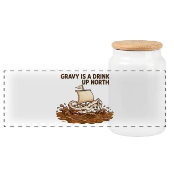 Gravy ist ein Getränk im Norden – lustiger Norden - Panorama Keksdose mit Holzdeckel - Weiß - Vorne