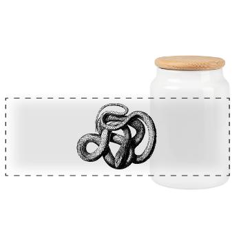 serpent - Boîte à biscuits avec couvercle en bois - blanc - Devant