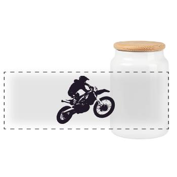 Motor cross - Panorama Keksdose mit Holzdeckel - Weiß - Vorne