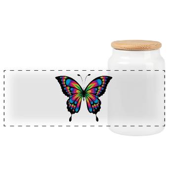 Butterfly - Panorama Keksdose mit Holzdeckel - Weiß - Vorne