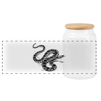 Grey Snake - Panoramic Cookie Jar with Wooden Lid - white - Front
