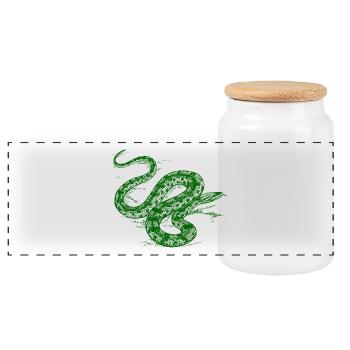 Green Snake - Panoramic Cookie Jar with Wooden Lid - white - Front