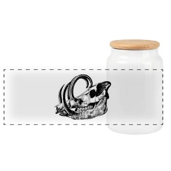 Wild boar skull - Panoramic Cookie Jar with Wooden Lid - white - Front