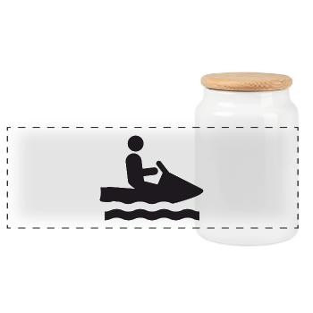jetski jet ski - Panoramic Cookie Jar with Wooden Lid - white - Front