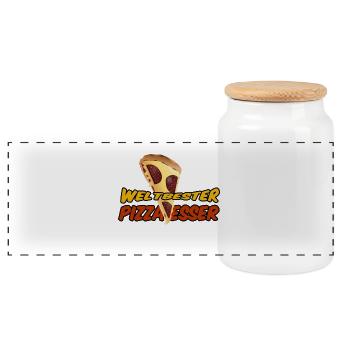 Weltbester Pizza-Esser Pizza, Italien, Geschenk - Panorama Keksdose mit Holzdeckel - Weiß - Vorne