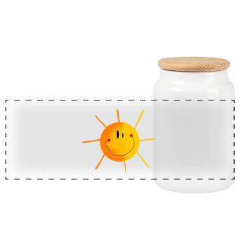 sonne - Panorama Keksdose mit Holzdeckel - Weiß - Vorne