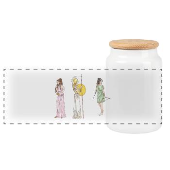 Femmes anciennes - Boîte à biscuits avec couvercle en bois - blanc - Devant