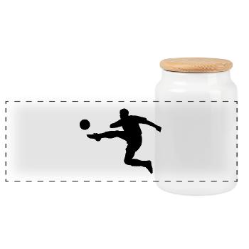 Soccer - Panoramic Cookie Jar with Wooden Lid - white - Front