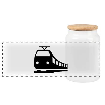 Train - Panoramic Cookie Jar with Wooden Lid - white - Front