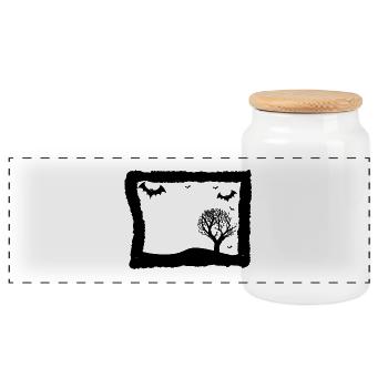 bats - Panoramic Cookie Jar with Wooden Lid - white - Front