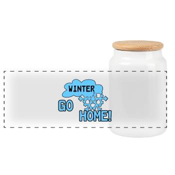 Winter Schnee lustig Spruch Geschenk - Panorama Keksdose mit Holzdeckel - Weiß - Vorne