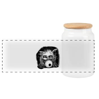 Drummer white - Panoramic Cookie Jar with Wooden Lid - white - Front