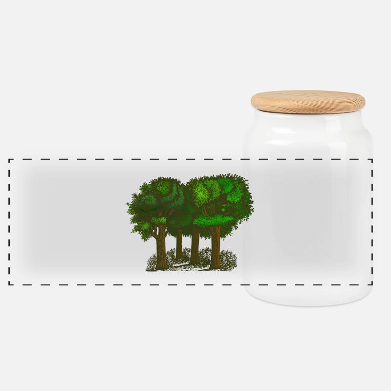 Wald - Panorama Keksdose mit Holzdeckel - Weiß