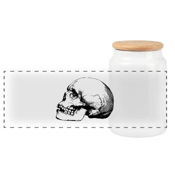 Skull - Panoramic Cookie Jar with Wooden Lid - white - Front