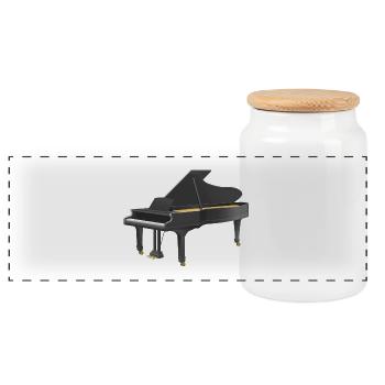 Flügel Klavier - Panorama Keksdose mit Holzdeckel - Weiß - Vorne