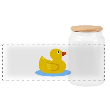 rubber duck - Panoramic Cookie Jar with Wooden Lid - white - Front